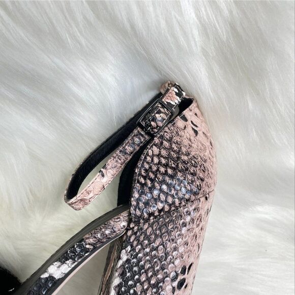 ASOS Black and Nude Snakeskin Print Platform Block Heels Ankle Strap Pump Size 9 - Picture 6 of 8